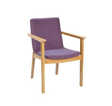 Swoosh low meeting chair with wooden arm frame