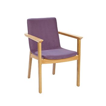 Swoosh low meeting chair with wooden arm frame