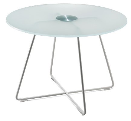 Swoosh round coffee table with wire base