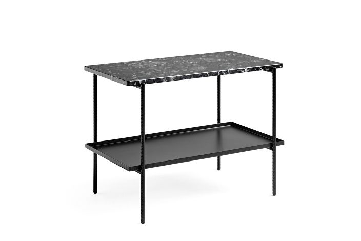 930205_Rebar Rectangular Side Table with two trays in soft black steel and marble_L75xW44xH55_soft black frame 01