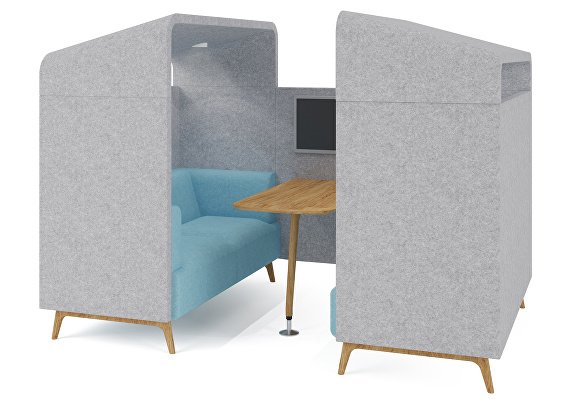 Tryst high back 4 seat media booth with canopy