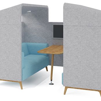 Tryst high back 4 seat media booth with canopy