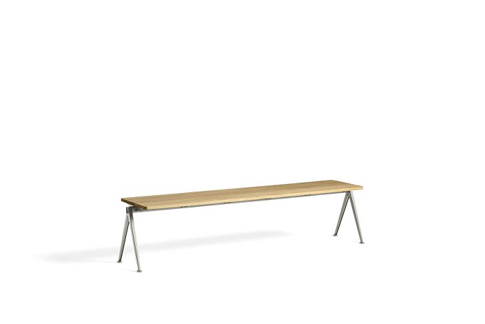 1955651009000_Pyramid Bench 11_L200xW40_Frame beige_Top oak clear lacquered