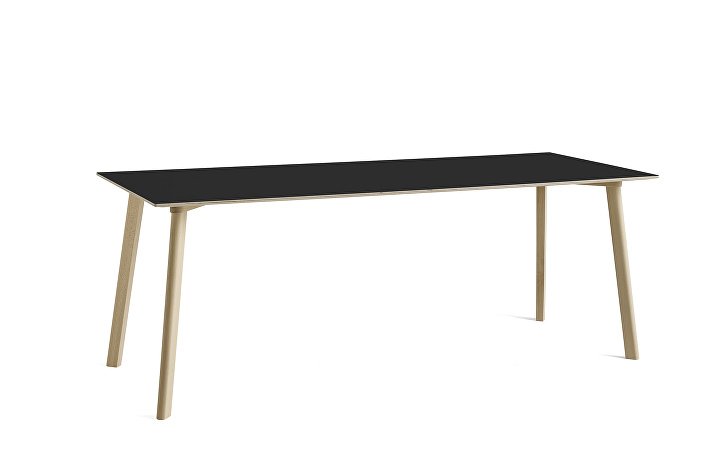 8090151409000_CPH Deux 210 Table_L200xW75xH73_Beech untreated raw plywood edge base_Ink black laminate