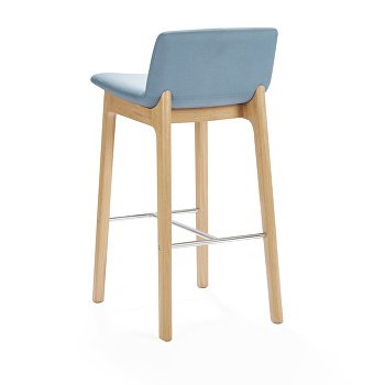 Swoosh bar stool with wooden frame