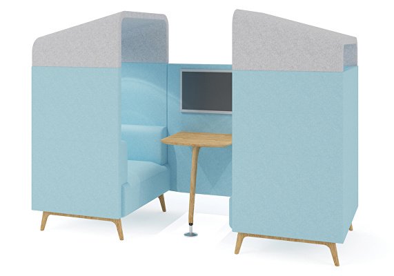 Tryst high back 2 seat media booth with canopy