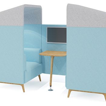 Tryst high back 2 seat media booth with canopy