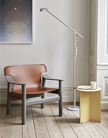 Bernard brandy leather cover beige grey base_Fifty-Fifty Floor Lamp ash grey_Slit Table High light yellow