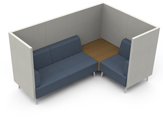 Tryst high back symmetric L-Shape sofa with corner table