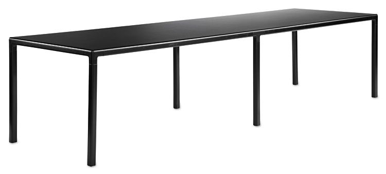 1022833009000_T12 Table w 6 legs_L320xW120xH74_frame black_Tabletop black linoleum_WB