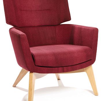 Kala high back chair with oak leg base