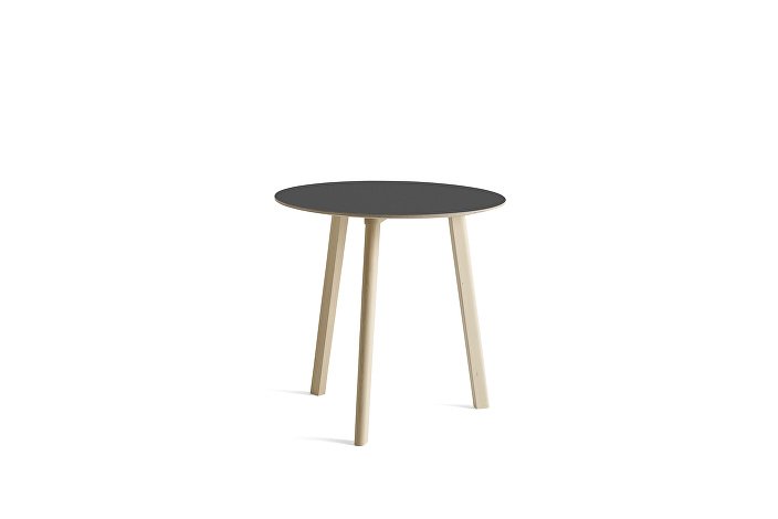 8092411209000_CPH Deux 220 table round_W75xH73_Beech untreated raw plywood edge base_Stone grey laminate