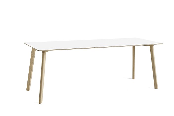 8090151309000_CPH Deux 210 Table_ L200xW75xH73_Beech untreated raw plywood edge base_Pearl white laminate