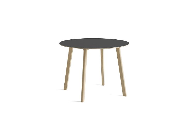 8092431209000_CPH Deux 220 table round_W98xH73_Beech untreated raw plywood edge base_Stone grey laminate