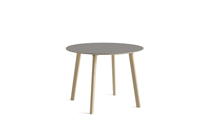 8092431009000_CPH Deux 220 table round_W98xH73_Beech untreated raw plywood edge base_Beige grey laminate