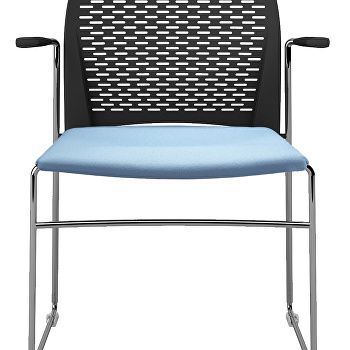 Xpresso perforated meeting chair with arms and upholstered seat