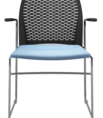 Xpresso perforated meeting chair with arms and upholstered seat