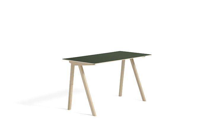 1045012049000_CPH90 Desk L130xW65_Matt lacquer oak base_Green lino