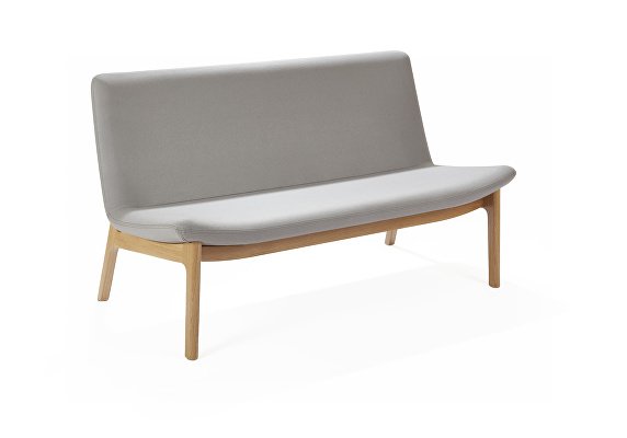 Swoosh sofa with wooden frame