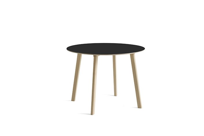8092431409000_CPH Deux 220 table round_W98xH73_Beech untreated raw plywood edge base_Ink black laminate
