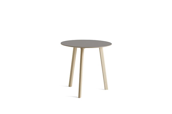 8092411009000_CPH Deux 220 table round_W75xH73_Beech untreated raw plywood edge base_Beige grey laminate